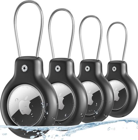 Air tag Holder for Apple Air tag Secure with Wire Cable, 4 Pack of IP68 Waterproof Air tag Keychain Holder for Key, Kid, Bag, Luggage, Pets Collar and More in Saudi Arabia