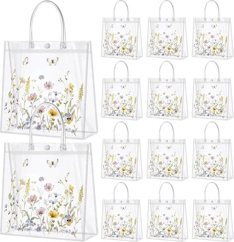 KACCTYEN 24 PCS حقائب هدايا عيد ميلاد للحفلات لصالح عيد ميلاد واضح حقائب جيدة مع مقبض 7.87 × 7.87 × 3.15 إرجاع تغطية الهدايا للضيوف علاج الحلوى in Kuwait