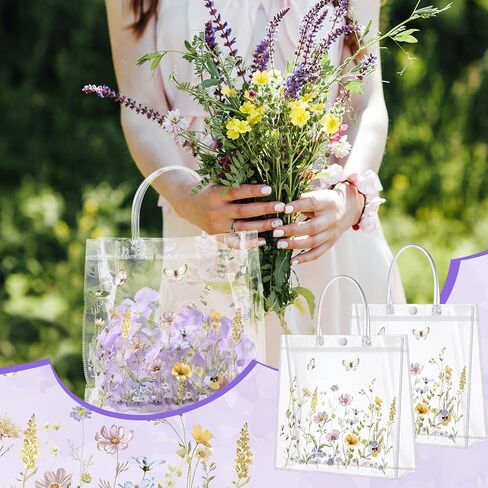 KACCTYEN 24 PCS حقائب هدايا عيد ميلاد للحفلات لصالح عيد ميلاد واضح حقائب جيدة مع مقبض 7.87 × 7.87 × 3.15 إرجاع تغطية الهدايا للضيوف علاج الحلوى in Kuwait