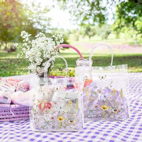 KACCTYEN 24 PCS حقائب هدايا عيد ميلاد للحفلات لصالح عيد ميلاد واضح حقائب جيدة مع مقبض 7.87 × 7.87 × 3.15 إرجاع تغطية الهدايا للضيوف علاج الحلوى in Kuwait