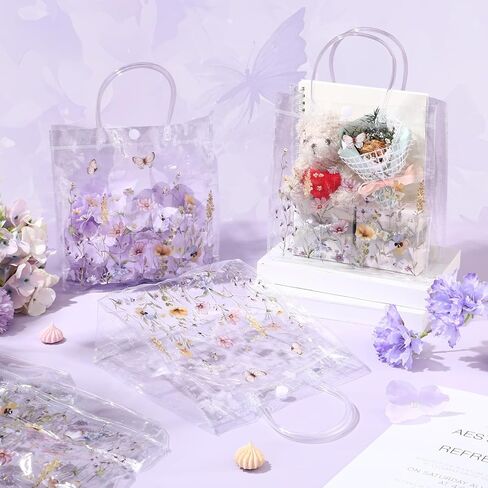 KACCTYEN 24 PCS حقائب هدايا عيد ميلاد للحفلات لصالح عيد ميلاد واضح حقائب جيدة مع مقبض 7.87 × 7.87 × 3.15 إرجاع تغطية الهدايا للضيوف علاج الحلوى in Kuwait