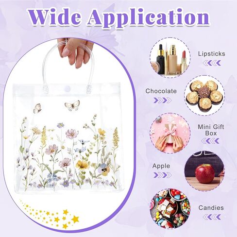 KACCTYEN 24 PCS حقائب هدايا عيد ميلاد للحفلات لصالح عيد ميلاد واضح حقائب جيدة مع مقبض 7.87 × 7.87 × 3.15 إرجاع تغطية الهدايا للضيوف علاج الحلوى in Kuwait