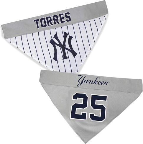 MLBPA عكس الكلب Cat Bandana - Gleyber Torres #25 Pet Bandana - MLB New York Yankees Home & Away Bandanna ، صغير/متوسط in Saudi Arabia