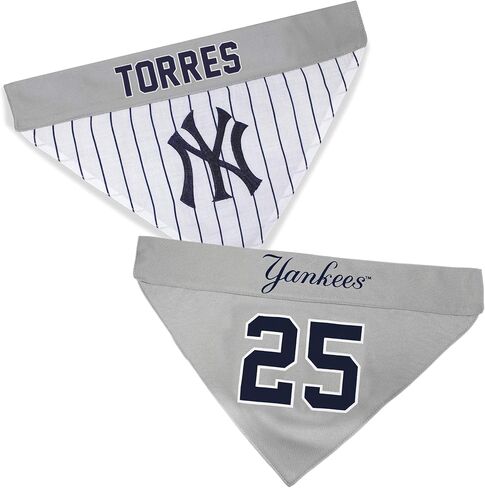 MLBPA عكس الكلب Cat Bandana - Gleyber Torres #25 Pet Bandana - MLB New York Yankees Home & Away Bandanna ، صغير/متوسط in Saudi Arabia