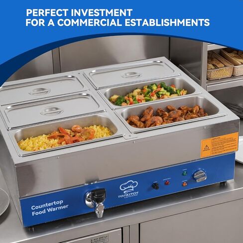 6 Pan Commercial Food Warmer, Electric Bain Marie Countertop Stainless Steel Buffet Steam Table for Catering and Restaurants(6×1/3 GN Pan,120V/1700W) in Kuwait