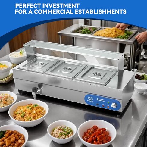 6 Pan Commercial Food Warmer, Electric Bain Marie Countertop Stainless Steel Buffet Steam Table for Catering and Restaurants(6×1/3 GN Pan,120V/1700W) in Kuwait