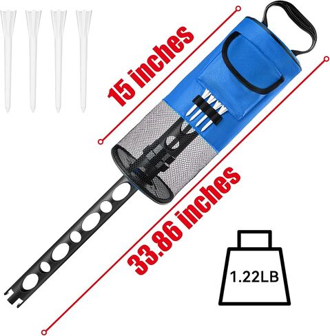 Golf Ball Retriever, Golf Shag Bag with Pocket & Tee Holder, Shags Bag for Golf Ball with Detachable Plastic Golf Bag Tube, High-Capacity Golf Ball Shagger, Shag Bags Hold 80 Golf Balls, 33.86in in Kuwait