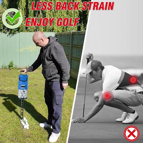 Golf Ball Retriever, Golf Shag Bag with Pocket & Tee Holder, Shags Bag for Golf Ball with Detachable Plastic Golf Bag Tube, High-Capacity Golf Ball Shagger, Shag Bags Hold 80 Golf Balls, 33.86in in Kuwait