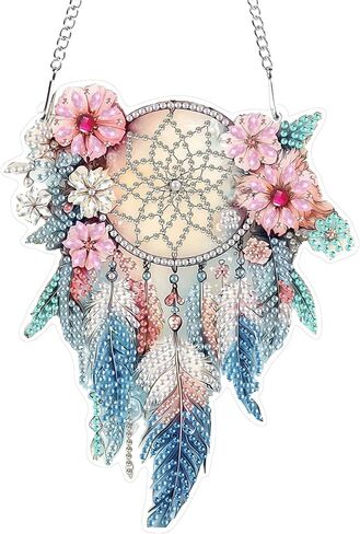 Hanging Diamond Art Kits for Adults Beginners, Yin Yang Flower Diamond Painting Pendant Kit, DIY Acrylic 5D Special Shaped Crystal Diamond Gem Art Painting Hanging Ornament for Home Wall Decor in Saudi Arabia