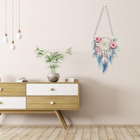 Hanging Diamond Art Kits for Adults Beginners, Yin Yang Flower Diamond Painting Pendant Kit, DIY Acrylic 5D Special Shaped Crystal Diamond Gem Art Painting Hanging Ornament for Home Wall Decor in Saudi Arabia