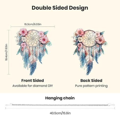 Hanging Diamond Art Kits for Adults Beginners, Yin Yang Flower Diamond Painting Pendant Kit, DIY Acrylic 5D Special Shaped Crystal Diamond Gem Art Painting Hanging Ornament for Home Wall Decor in Saudi Arabia