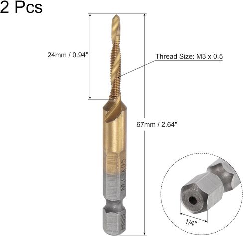 #us 2pcs M3x0.5 Titanium مغلف عالية السرعة من الصلب تدريبات وابتي in Saudi Arabia