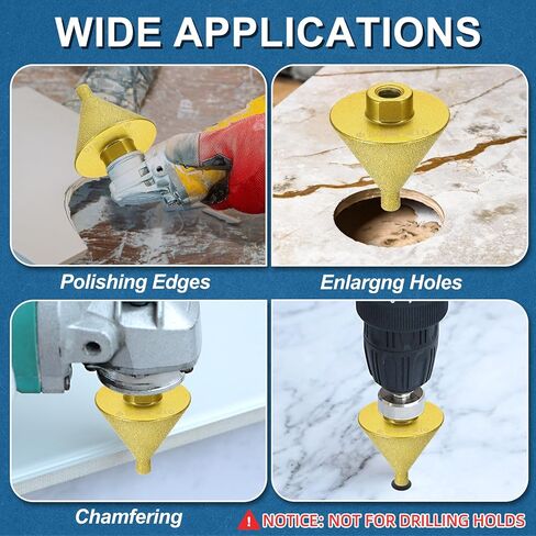 HARFINGTON Diamond Beveling Chamfer Bits 0-2" Dia M10 Thread Cone Tile Bit with Adapter, Countersink Drill Bit to Enlarge Holes for Porcelain Tile, Marble, Ceramic, Glass, Stones in Saudi Arabia