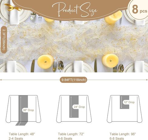 AerWo 10FT Gold Table Runner, Gold Foil Glitter Sheer Sequin Table Runners 120 Inches Long, Wedding Centerpiece Table Decorations for Party Supplies Birthday Bridal Baby Shower Christmas Home Decor in Saudi Arabia