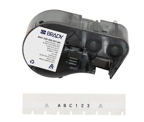 Brady Authentic (M4C-250-595-WT-BK) في جميع أنحاء الفينيل الدائمة في جميع الأحوال الجوية 0.25 باللون الأسود W × 25 قدمًا على اللون الأبيض. للاستخدام مع طابعات الملصقات BMP41 و BMP51 و M410 و M510 و M511. in Saudi Arabia