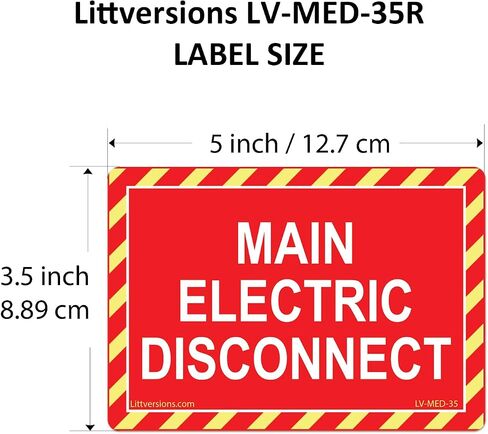 5" x 3.5" Main Electric Disconnect Labels Decal Emergency Danger Sign Notice Sticker Electrical Panel Heavy Duty Ultra Durable Vinyl Waterproof (10 Pack Red) in Kuwait