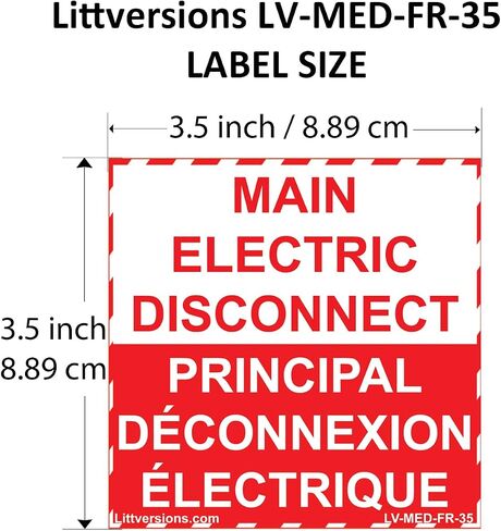 5" x 3.5" Main Electric Disconnect Labels Decal Emergency Danger Sign Notice Sticker Electrical Panel Heavy Duty Ultra Durable Vinyl Waterproof (10 Pack Red) in Kuwait