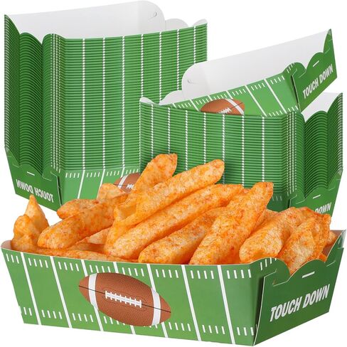 Hoolerry 60 PCS Football Party Party Paper Paper Football Party Supplies Decorations Risperable Food Trays Fair Food Boats Fait Boats Sexession Snacks Snips Serving For Birthday ( in Kuwait
