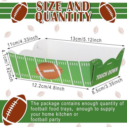 Hoolerry 60 PCS Football Party Party Paper Paper Football Party Supplies Decorations Risperable Food Trays Fair Food Boats Fait Boats Sexession Snacks Snips Serving For Birthday ( in Kuwait