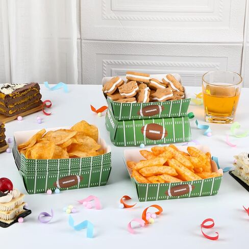 Hoolerry 60 PCS Football Party Party Paper Paper Football Party Supplies Decorations Risperable Food Trays Fair Food Boats Fait Boats Sexession Snacks Snips Serving For Birthday ( in Kuwait