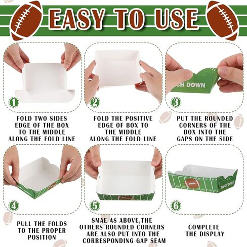 Hoolerry 60 PCS Football Party Party Paper Paper Football Party Supplies Decorations Risperable Food Trays Fair Food Boats Fait Boats Sexession Snacks Snips Serving For Birthday ( in Kuwait