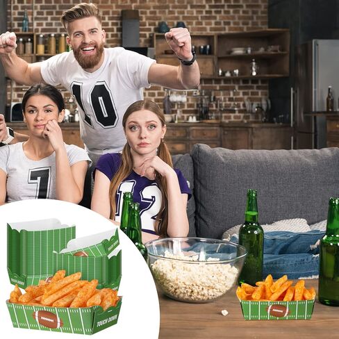 Hoolerry 60 PCS Football Party Party Paper Paper Football Party Supplies Decorations Risperable Food Trays Fair Food Boats Fait Boats Sexession Snacks Snips Serving For Birthday ( in Kuwait