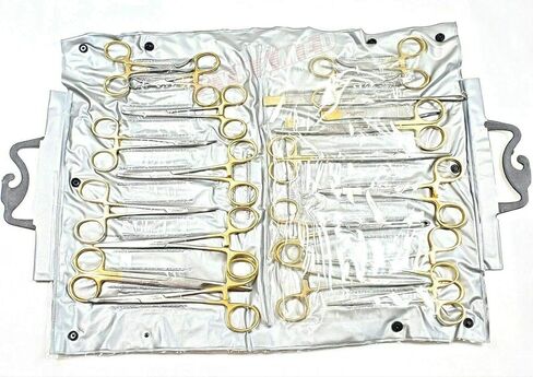 Cynamed-Gold Premium German 82 PCS مجموعة بيطرية-ملقط Kelly Coulds- Mosquito ملقط-Carmalt -backhaus منشفة Clamp- Mayo Metzenbaum مقص-الكل في واحد in Kuwait