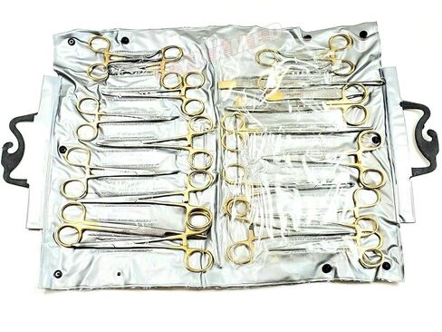 Cynamed-Gold Premium German 82 PCS مجموعة بيطرية-ملقط Kelly Coulds- Mosquito ملقط-Carmalt -backhaus منشفة Clamp- Mayo Metzenbaum مقص-الكل في واحد in Kuwait