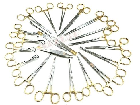 Cynamed-Gold Premium German 82 PCS مجموعة بيطرية-ملقط Kelly Coulds- Mosquito ملقط-Carmalt -backhaus منشفة Clamp- Mayo Metzenbaum مقص-الكل في واحد in Kuwait