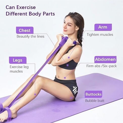 21 Fitness Resistance Bands-4 Tube Pedal Ankle Puller 2025 Upgrade Stretch Bands for Exercise Sit Up Exercise Equipment AB Training Auxiliary Device Workout Equipment for Women Men in Saudi Arabia