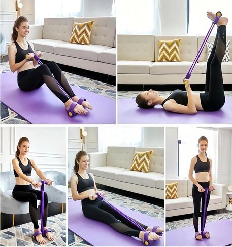 21 Fitness Resistance Bands-4 Tube Pedal Ankle Puller 2025 Upgrade Stretch Bands for Exercise Sit Up Exercise Equipment AB Training Auxiliary Device Workout Equipment for Women Men in Saudi Arabia