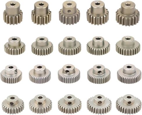 5PCS 3.175mm Shaft Metal Pinion Motor Gear 32DP 48DP 64DP M0.6 M0.8 for 1/10 1/8 RC Car 3650 3660(M0.6 21T-25T) in Saudi Arabia