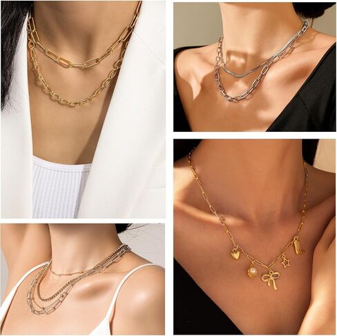 Wisreach 10PCS 18K Gold Plated Paperclip Chain Bracelets Kit – 6.3 Inch Adjustable Stainless Steel DIY Charm Bracelet Making Set with Lobster Clasps (Gold & Silver) in Saudi Arabia