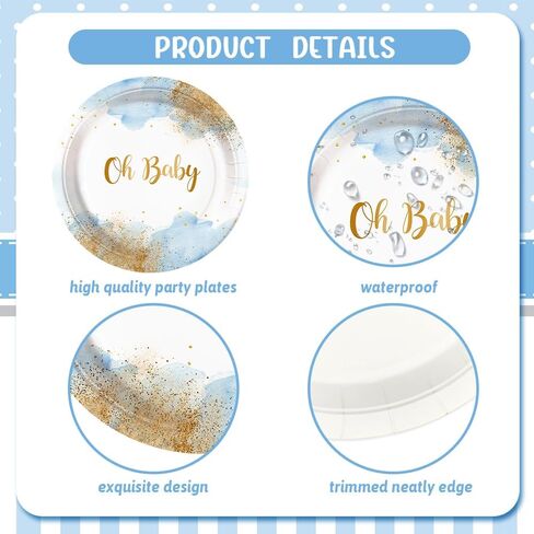 194 PCS Confluctions Decorations Pink and Blue Paper Plate Cups and Falkins مجموعات هو أو SHE Baby Gender تكشف عن موازم الحفلات التي يمكن التخلص منها مع مائدة المائدة يقدم 24 ضيفًا in Kuwait