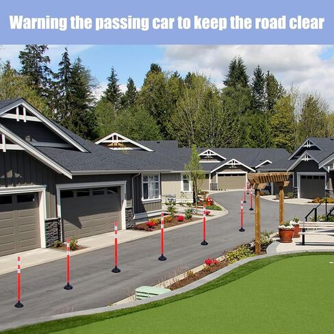 BESEA 8 Pcs 47INCH Traffic Delineator Post Cones with Rubber Base & Highly Reflective Collars,Traffic Safety Delineator Cones for Parking Lot, Driveway, Roadway（Permanent Installation） in Kuwait
