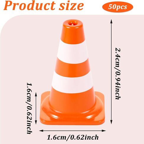 50Pcs 1" Mini Traffic Cones Small Miniature Orange Cones Plastic Traffic Signs Training Roadblock Cone Tiny Road Safety Cone Building Block Cone Street Sign for Micro Landscape Engineer Construction in Saudi Arabia