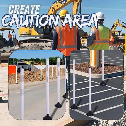BESEA 8 Pcs 47INCH Traffic Delineator Post Cones with Rubber Base & Highly Reflective Collars,Traffic Safety Delineator Cones for Parking Lot, Driveway, Roadway（Permanent Installation） in Kuwait