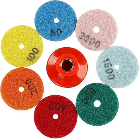 Lozlin 8-Pack 2 "منصات تلميع الماس 50-3000 حصباء-أقراص طحن جافة للجرانيت/الرخام/الحصى ، وترميم السطح المدمج وتلميع الحجر in Kuwait