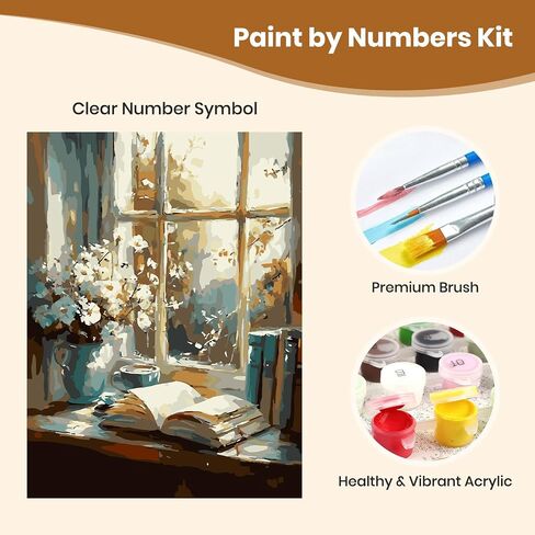 QENSPE DIY Arcylic Paint by Number,Painting Kits for Adults,Canvas Painting Tool Set for Beginners in Flowers,Home Wall Decor 12x16 Inch in Saudi Arabia