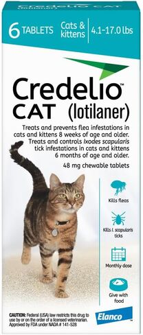 Credelio Cat Tick & Flea Prevention وعلاج Cats 4.1-17 رطل. | إمداد 1 شهر in Saudi Arabia