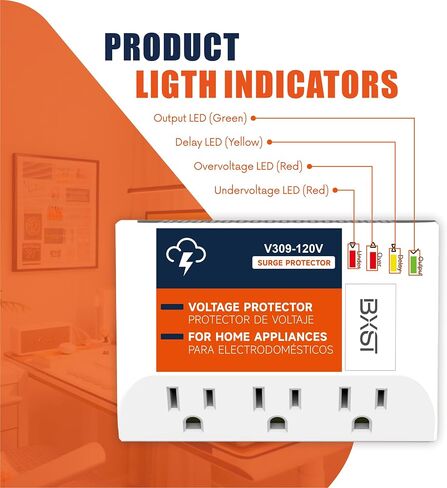 BXST Surge Protector for Refrigerator & Home Appliances, Portable Mini Single Outlet Plug-in Spikes Voltage Protector, Multi Function Wall Socket for Air-Conditioner Smart TV, 15A 120V 140J in Saudi Arabia