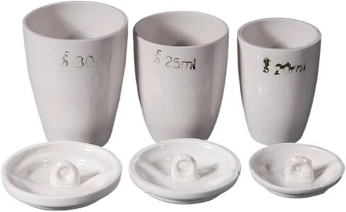 10pcs 20/25/30ml Ceramic Volatilization Crucible with Lid, Lab Ceramic Crucible for High Temperature Coal Quality Analysis(25ml) in Kuwait