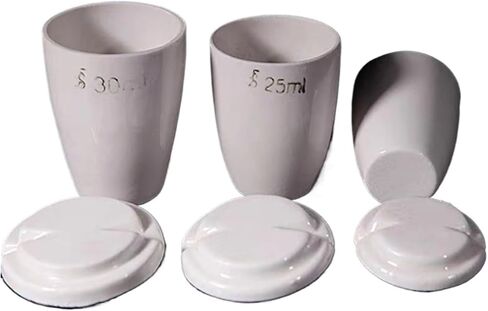 10pcs 20/25/30ml Ceramic Volatilization Crucible with Lid, Lab Ceramic Crucible for High Temperature Coal Quality Analysis(25ml) in Kuwait