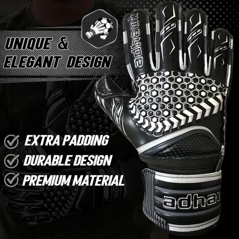 Adhawk Goalkeeper Gloves - Premium Quality Latex Palm with Finger Spine Protection & Double Layer Wristband - Premium Designed Goalie Gloves for Kids, Youth and Adult in Saudi Arabia