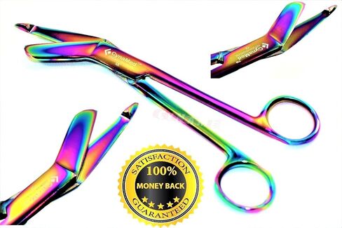 German Stainless Nurses Doctor Lister Bandage Scissors 7.25" + HEMOSTAT Forceps Straight Multi Color Rainbow Color Stainless Steel -A+Quality Guaranteed Money Back (Set of 2) in Saudi Arabia