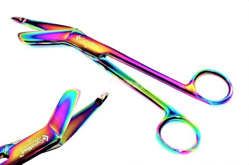 German Stainless Nurses Doctor Lister Bandage Scissors 7.25" + HEMOSTAT Forceps Straight Multi Color Rainbow Color Stainless Steel -A+Quality Guaranteed Money Back (Set of 2) in Saudi Arabia