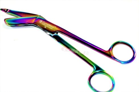 German Stainless Nurses Doctor Lister Bandage Scissors 7.25" + HEMOSTAT Forceps Straight Multi Color Rainbow Color Stainless Steel -A+Quality Guaranteed Money Back (Set of 2) in Saudi Arabia