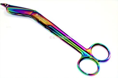 German Stainless Nurses Doctor Lister Bandage Scissors 7.25" + HEMOSTAT Forceps Straight Multi Color Rainbow Color Stainless Steel -A+Quality Guaranteed Money Back (Set of 2) in Saudi Arabia