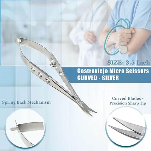Castroviejo Micro Scissors 3.5" Curved, Fenestrated Flat Handle in Saudi Arabia