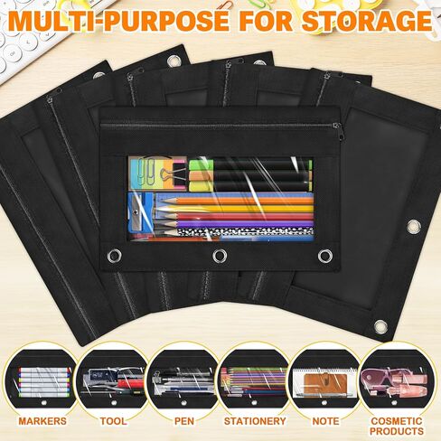Pencil Pouch for 3 Ring Binder, 36 Packs Zipper Pencil Pouch Bulk in 6 Colors, Pencil Case for Binder with Clear Window for School, Home and Office in Saudi Arabia